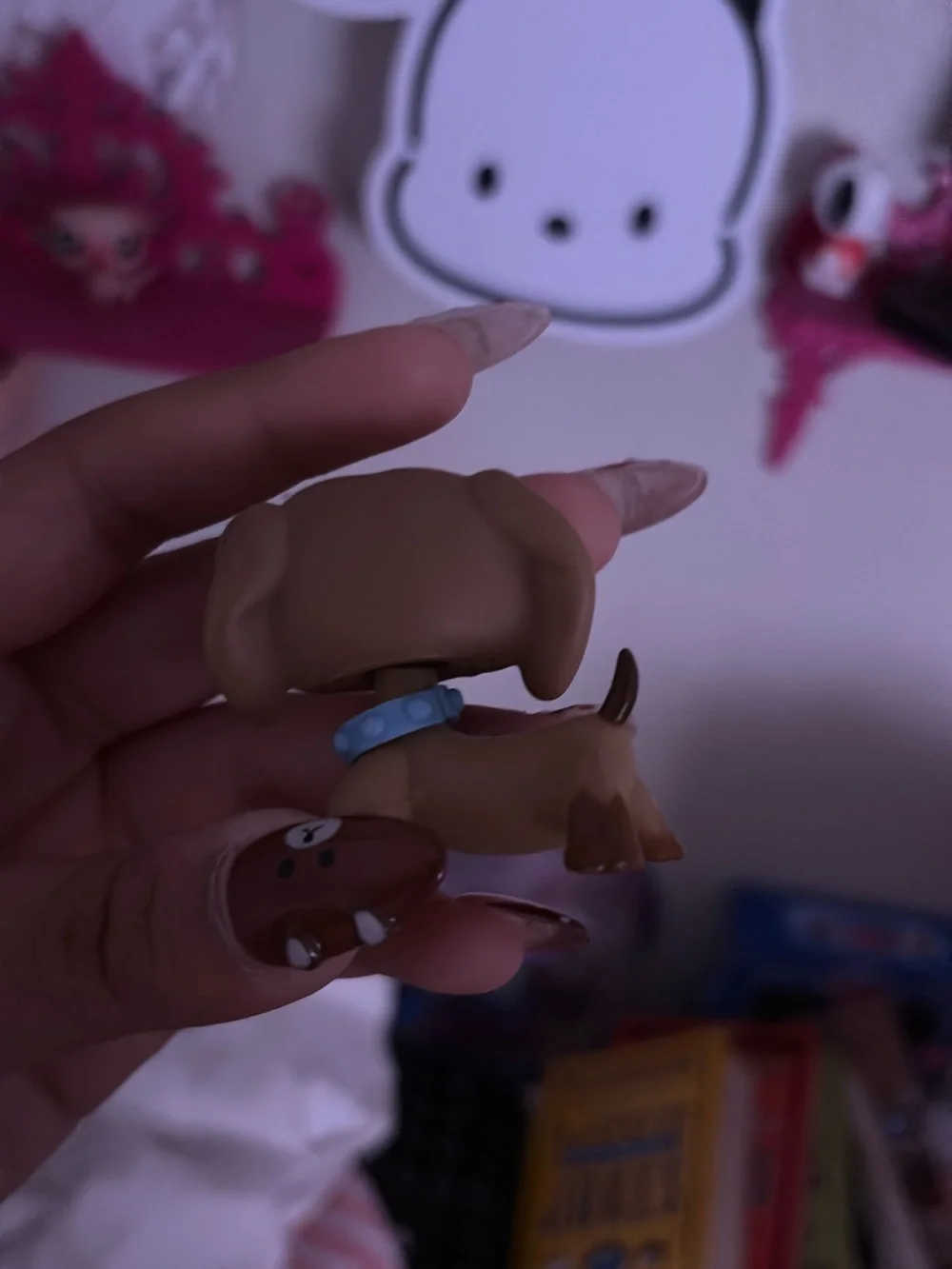 Littlest Pet Shop Brown Puppy with Blue Collar and Blue Flower